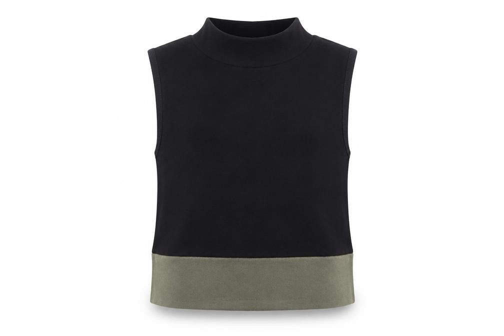 Front view of Primark girls’ black cotton basic blouse, size 9-10, years mock neck pullover