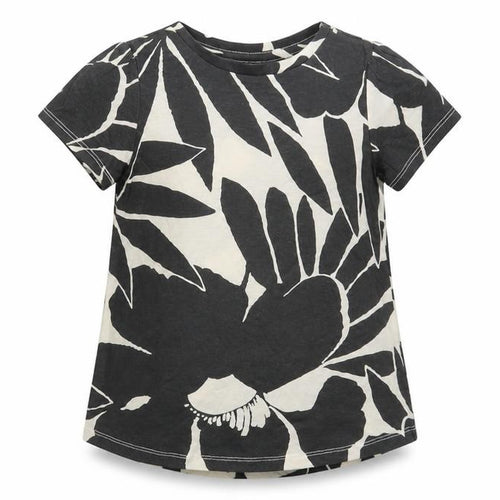 Gap Girls Grey Floral 100% Cotton Basic T-Shirt Size 5 Years Round Neck