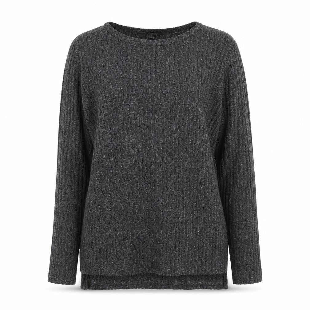 Front view of Primark women’s grey boat neck polyester jumper, size UK 10, -, size UK 10-12