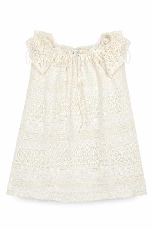 Front view of Topshop women’s ivory floral cotton a-line, size UK 6, boat neck