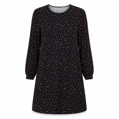 Mango Womens Black Polka Dot Polyester A-Line  Size M  Round Neck
