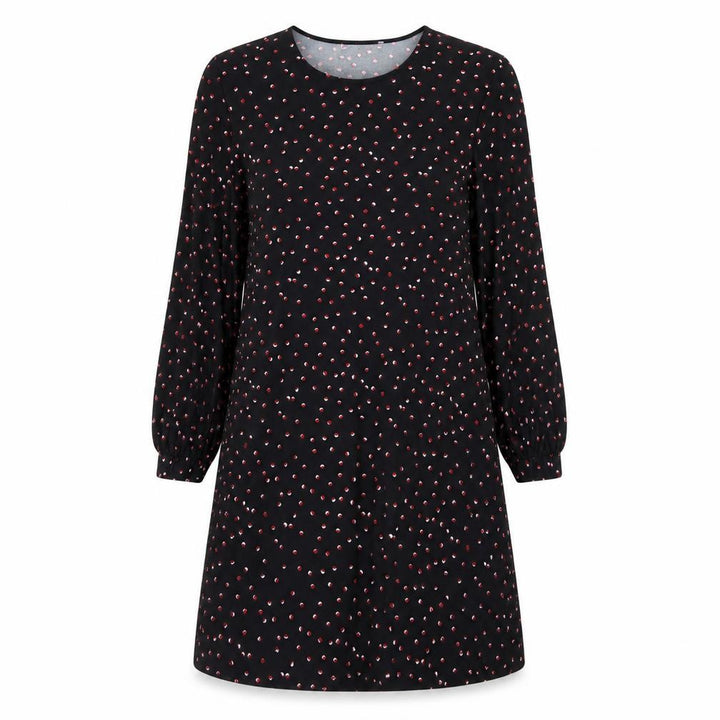 Mango Womens Black Polka Dot Polyester A-Line Size M Round Neck