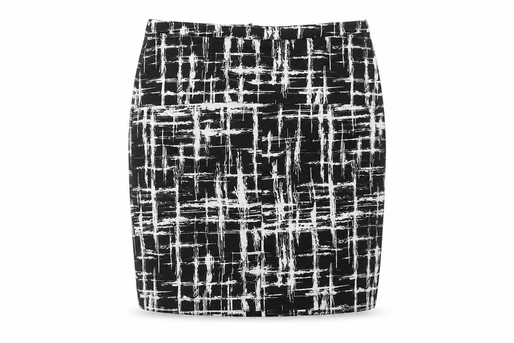 Louche Womens Black Geometric Polyester Straight & Pencil Skirt Size 14   Zip