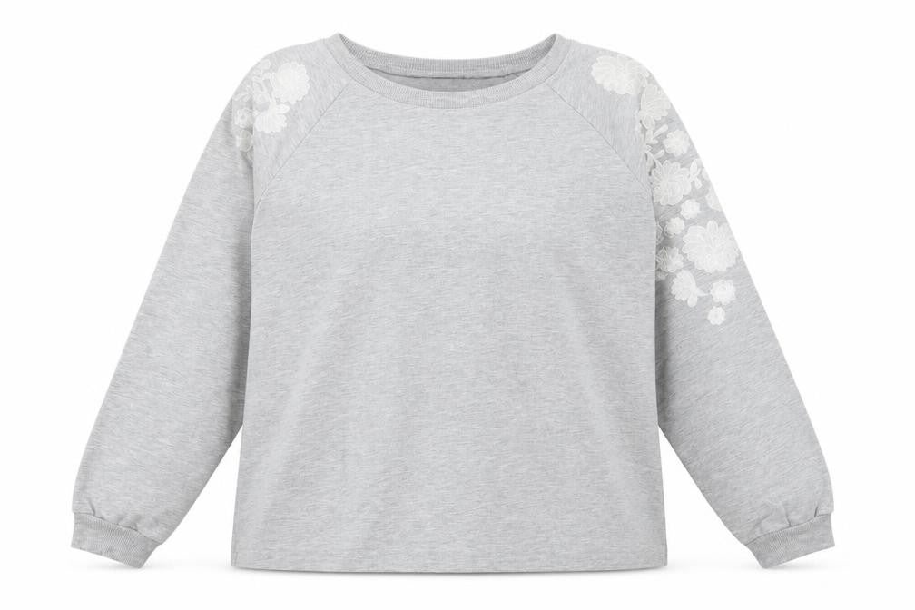 Dunnes Womens Grey Floral Polyester Pullover Sweatshirt Size L  Pullover