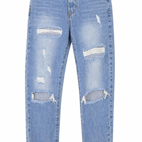 Momokrom Womens Blue  Cotton Mom Jeans Size 8 L26 in Regular Button