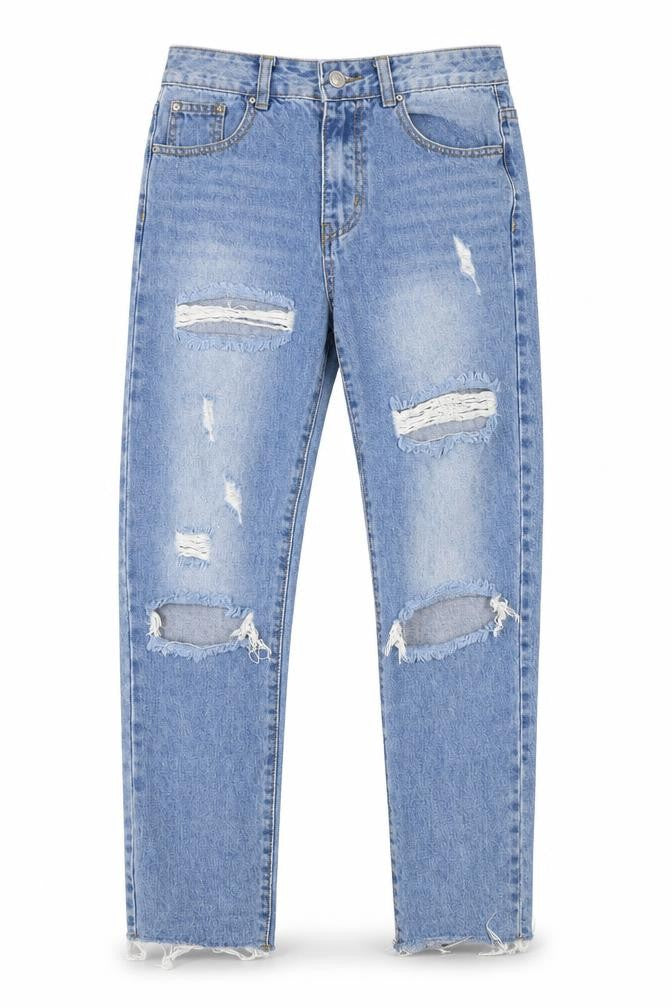 Momokrom Womens Blue  Cotton Mom Jeans Size 8 L26 in Regular Button