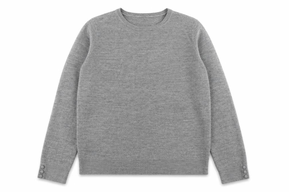Front view of BHS women’s grey acrylic pullover sweatshirt, size UK 14, pullover