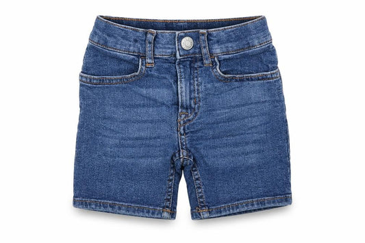 Front view of H&M Blue Cotton Cropped Jeans, size 18-24, Months Button