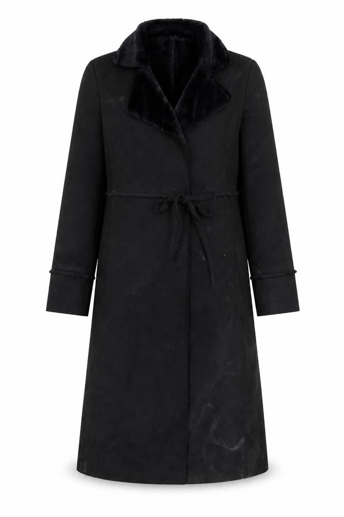 Front view of Marks & Spencer women’s black jacket, size UK 10, tie