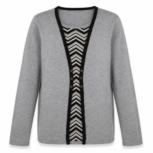 Love Knitwear Womens Grey Square Neck Geometric Viscose Pullover Jumper Size 12