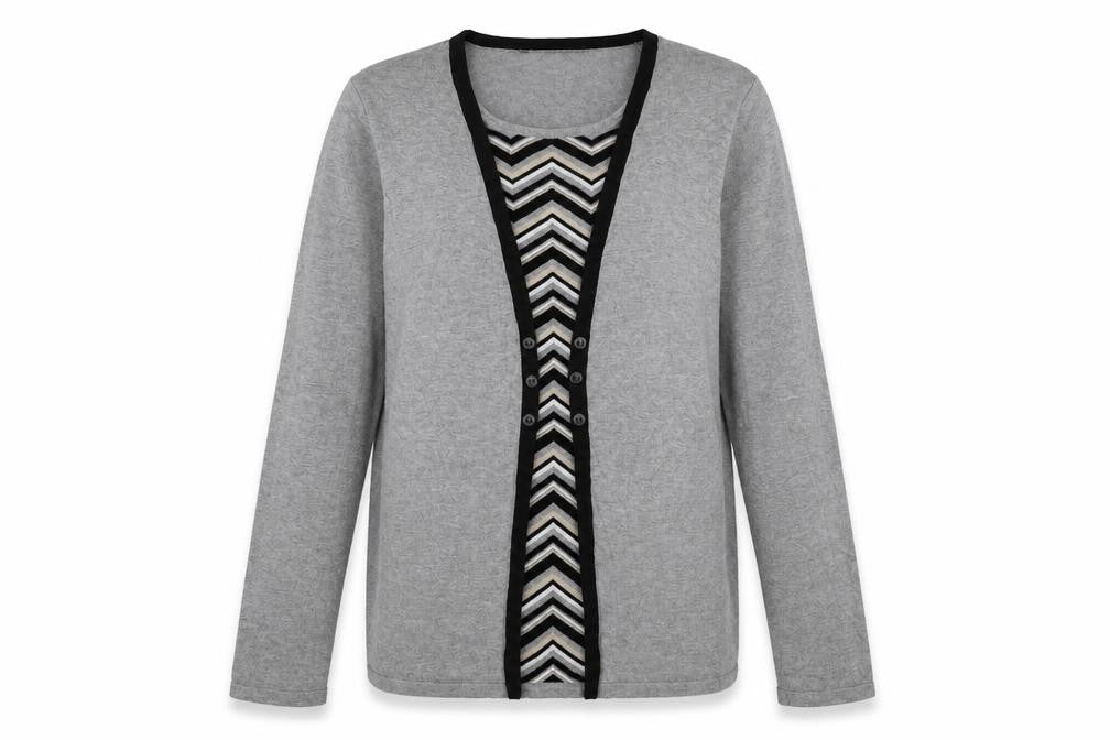 Love Knitwear Womens Grey Square Neck Geometric Viscose Pullover Jumper Size 12