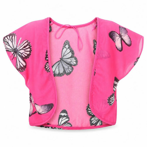 E-vie Girls Pink Animal Print 100% Polyester Basic Blouse Size 3 Years V-Neck  - Butterfly
