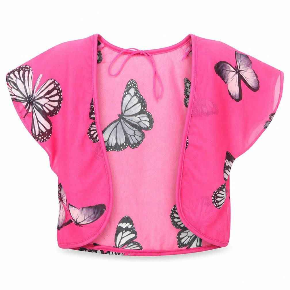 E-vie Girls Pink Animal Print 100% Polyester Basic Blouse Size 3 Years V-Neck  - Butterfly
