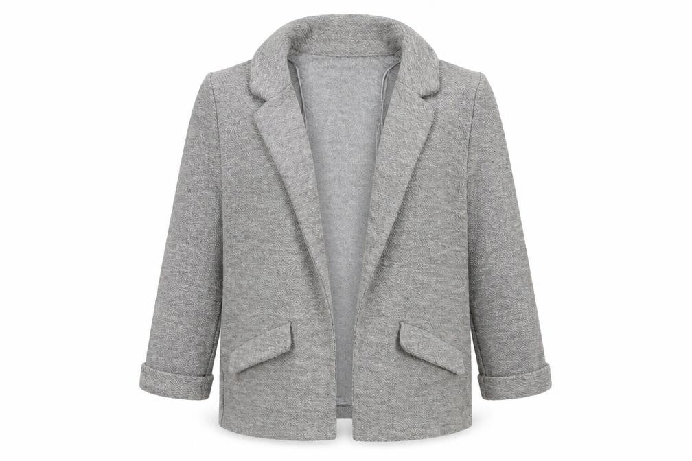Front view of Tu women’s grey v-neck polyester cardigan jumper, size UK 12