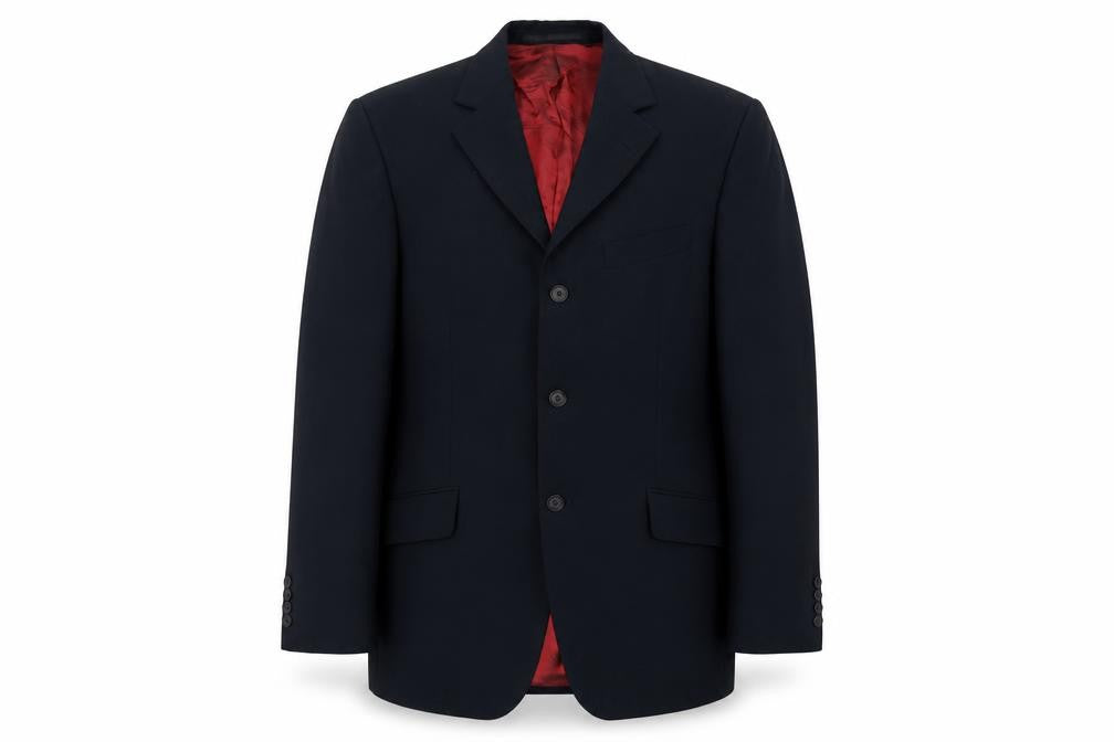 Front view of Remus Uomo men’s black polyacrylate fibre jacket blazer, size 38