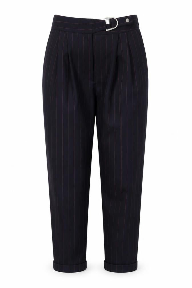 Topshop Womens Black Striped Polyester Trousers  Size 10 L28 in Regular Hook & Eye