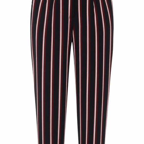 Miss Selfridge Womens Black Striped Polyester Trousers  Size 8 L24 in Regular