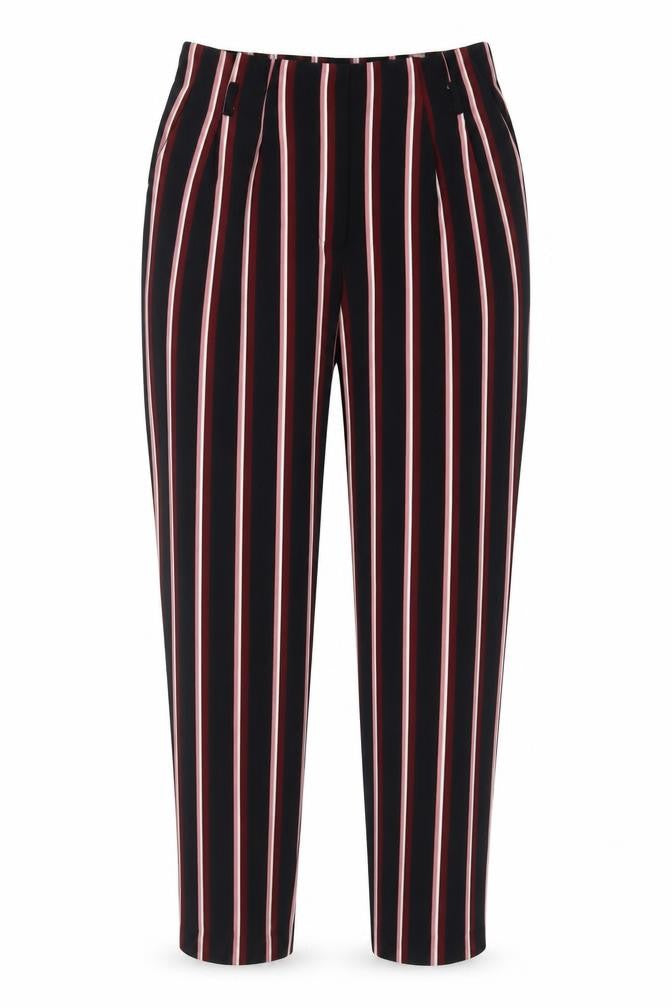 Miss Selfridge Womens Black Striped Polyester Trousers  Size 8 L24 in Regular