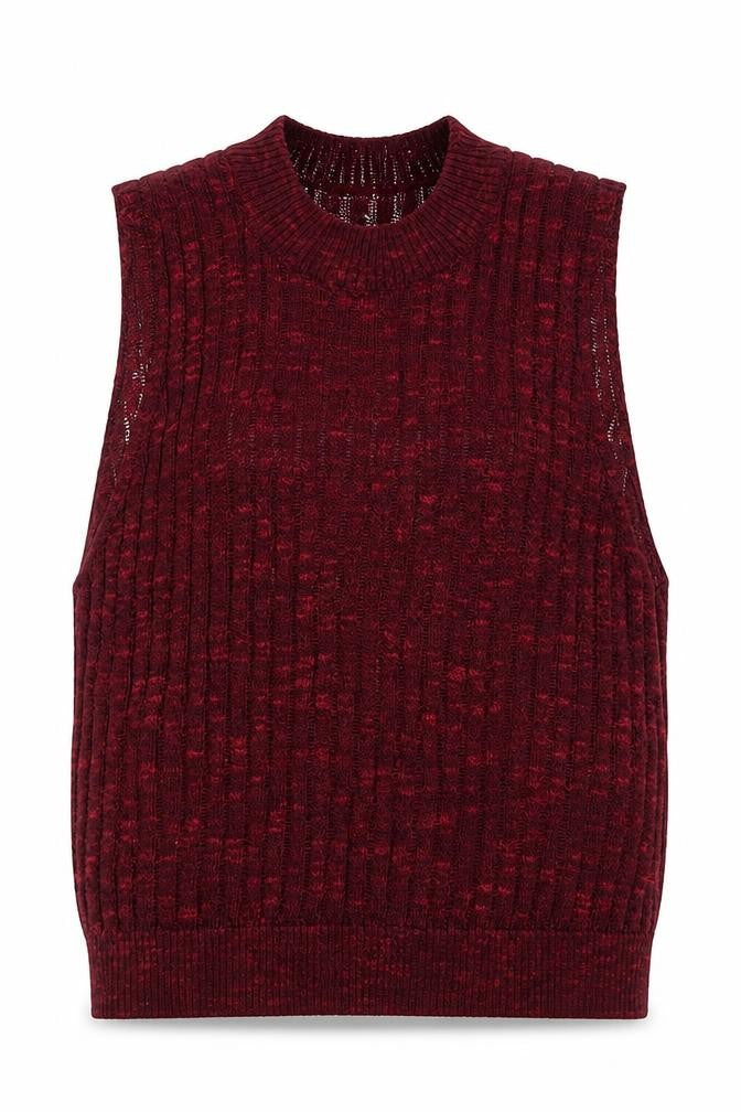 Front view of H&M women’s red polyester cropped tank, size XS, crew neck