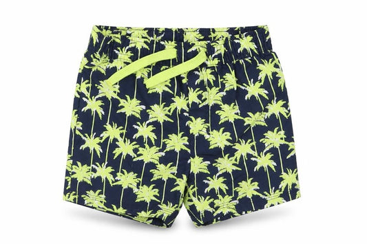 Front view of Primark boys’ green polyester cropped trousers, size 12-18, months tie