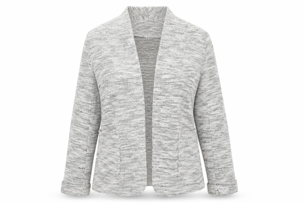 Front view of New Look women’s grey cotton jacket blazer, size UK 8