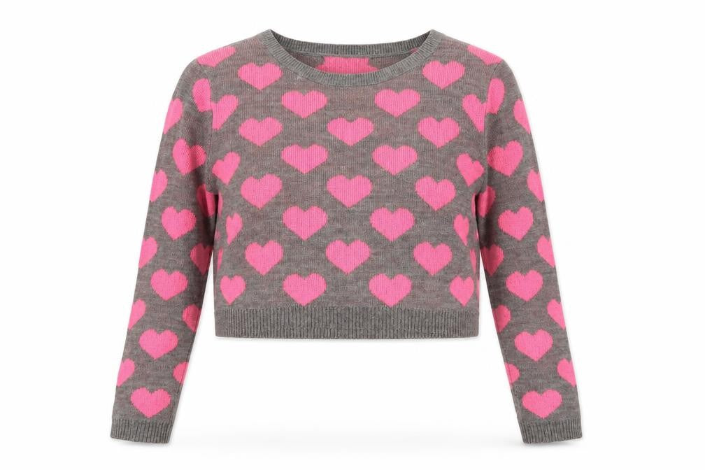 Front view of H&M women’s grey scoop neck acrylic jumper, size M