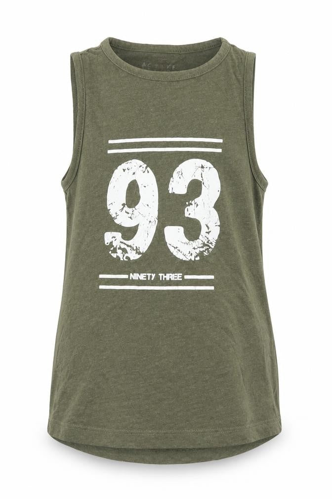 Miss E-vie Girls Green  Cotton Basic Tank Size 6-7 Years Round Neck