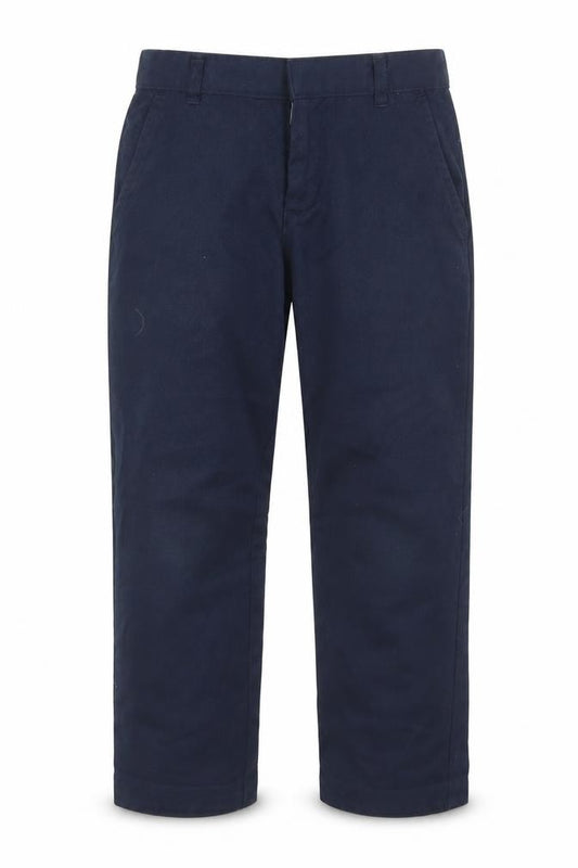 Front view of George boys’ blue polyester dress pants trousers, size 6-7, years regular hook & eye