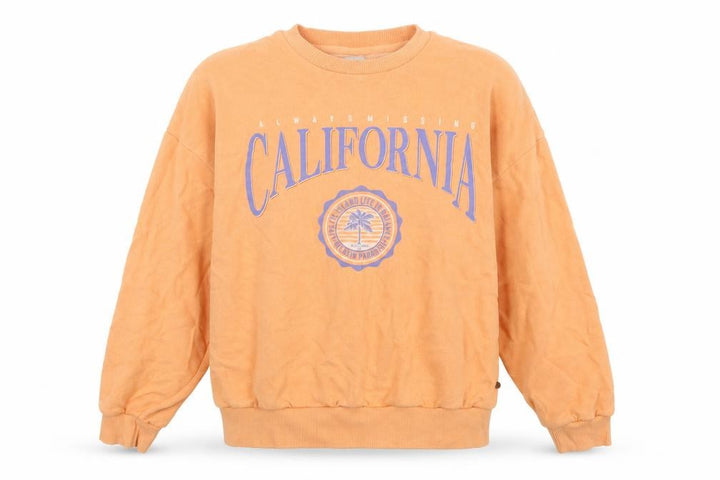 Pull&Bear Womens Orange Round Neck Cotton Pullover Jumper Size M - California