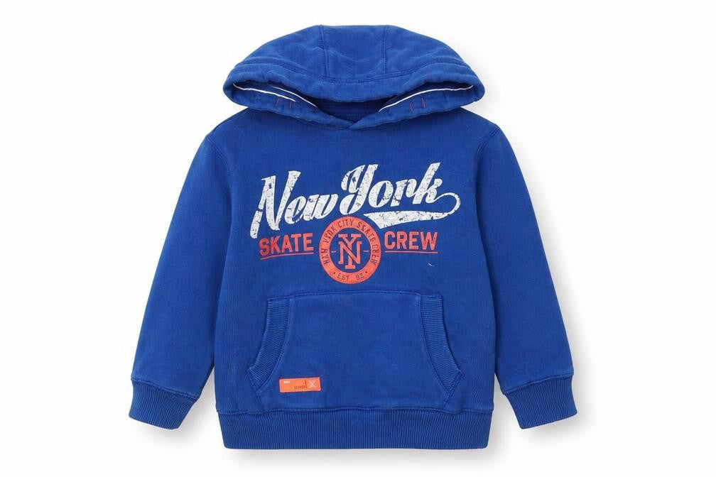 NEXT Boys Blue  Cotton Pullover Hoodie Size 4 Years   - New York -Skate Crew