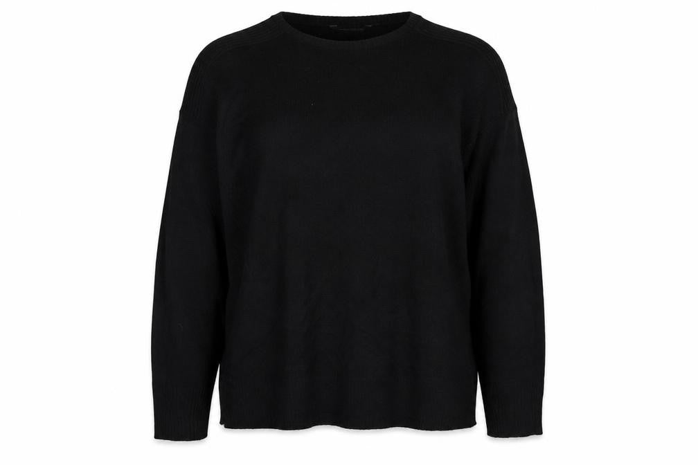 Front view of Select women’s black round neck acrylic jumper, size XL
