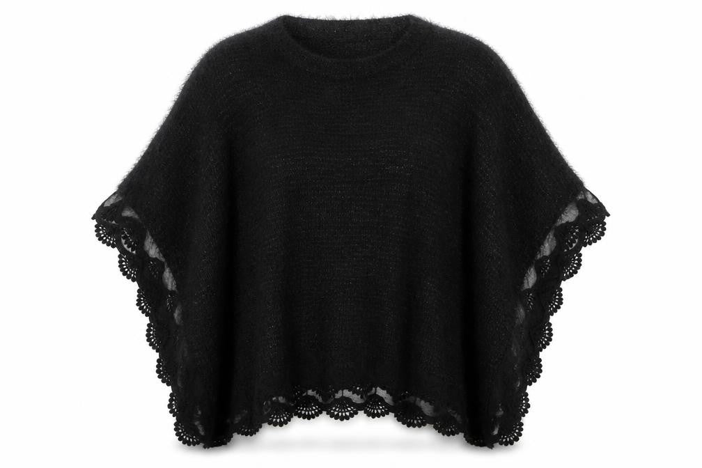Front view of Vouley Vous women’s black round neck acrylic jumper, size M