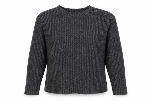 Front view of Primark women’s grey round neck polyester jumper, size UK 8