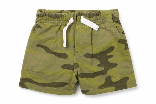 Front view of Carters boys’ green camouflage cotton sweatpants, size 18, months drawstring