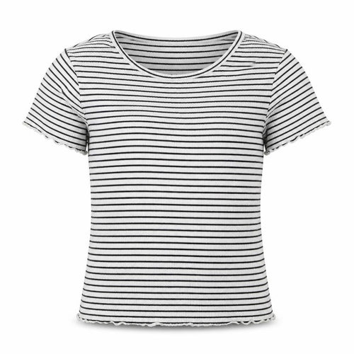 NEXT Girls White Round Neck Striped Cotton Pullover Jumper Size 12 Years