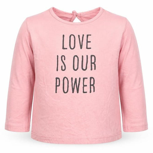 H&M Girls Pink  100% Cotton Jersey T-Shirt Size 6-9 Months Round Neck Button - Love is our power