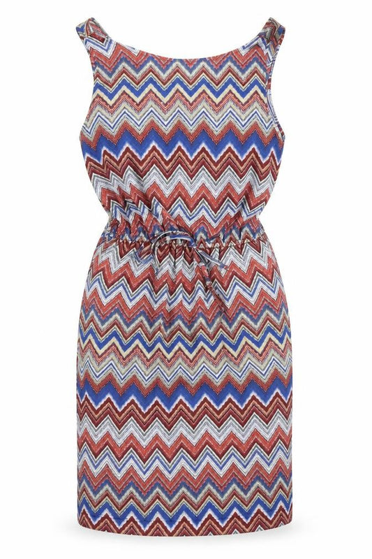 Front view of River Island women’s multicoloured polyester sheath, size UK 8, roll neck pullover