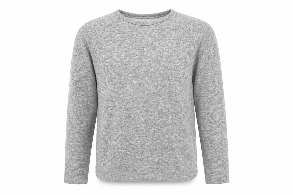 Front view of Topshop men’s grey round neck cotton jumper, size L