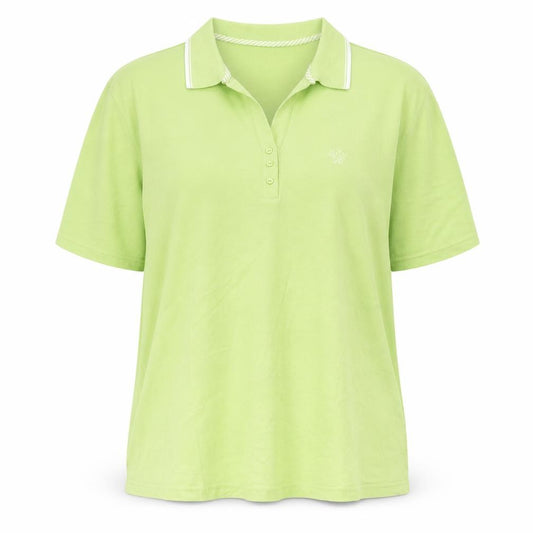 Front view of Bonmarché men’s green 100% cotton polo, size XL, collared button