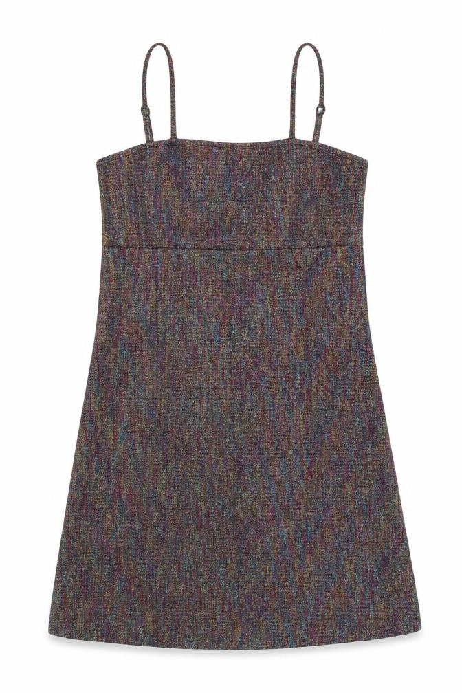 Front view of ASOS women’s multicoloured polyester tank dress, size UK 6, square neck pullover