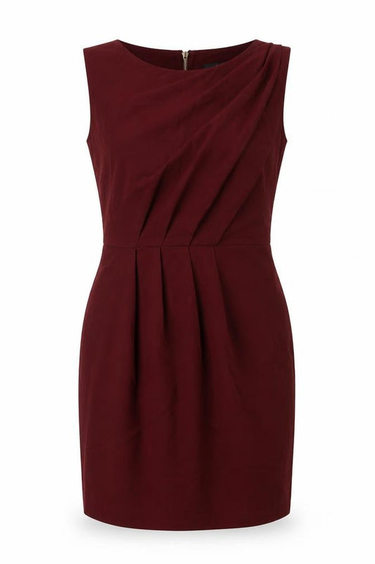 Front view of AX Paris women’s red polyester tank dress, size UK 8, round neck zip