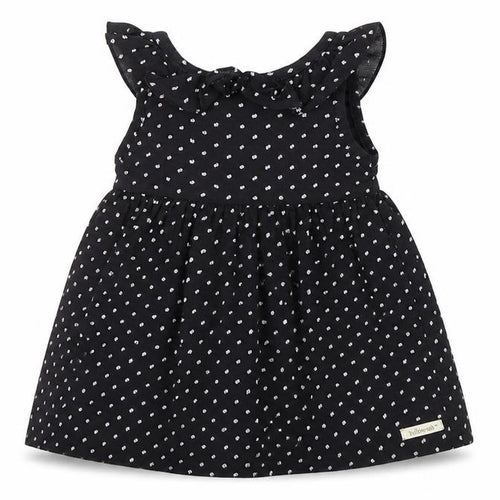 Yellowsub Girls Black Polka Dot Cotton A-Line  Size 6-9 Months  Round Neck Pullover