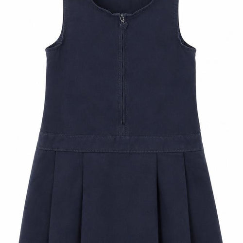 Marks and Spencer Girls Blue  Polyester Pinafore/Dungaree Dress  Size 3-4 Years  Scoop Neck Zip - School Wear