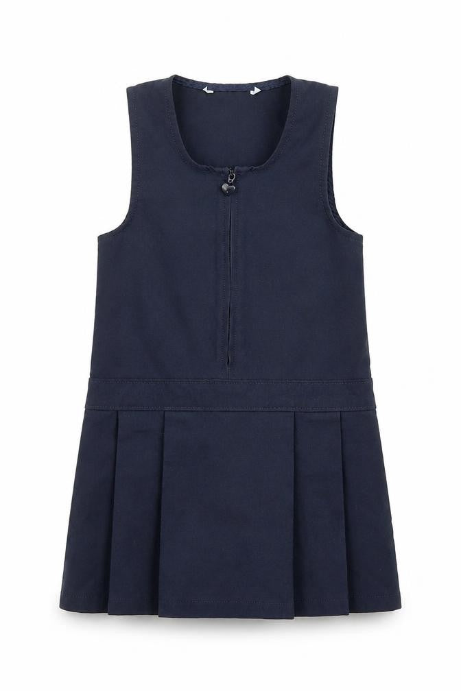 Marks and Spencer Girls Blue  Polyester Pinafore/Dungaree Dress  Size 2-3 Years  Scoop Neck Zip - School Wear