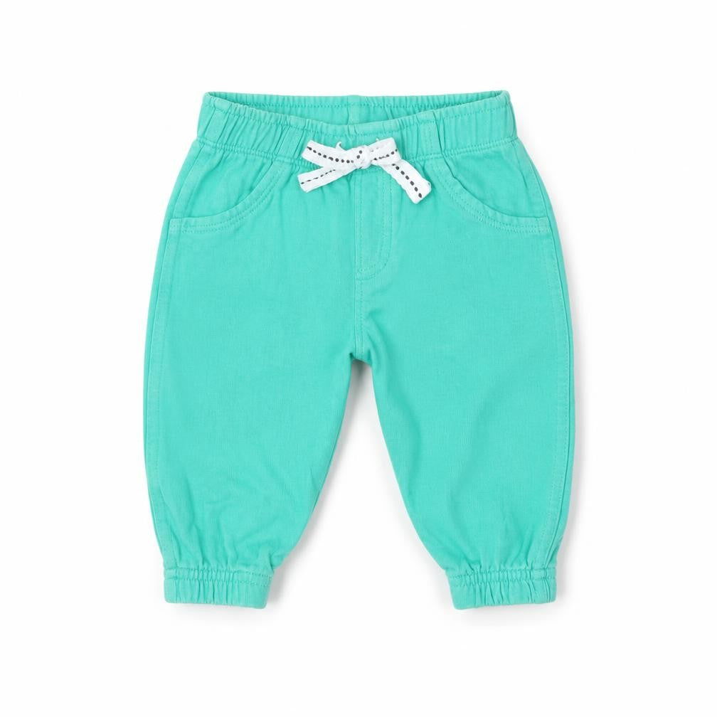 F&F Baby Green  Cotton Jogger Trousers Size 3-6 Months  Drawstring