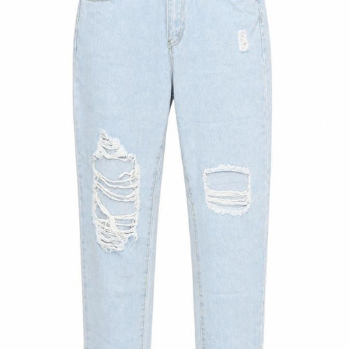 SheIn Womens Blue  Cotton Boyfriend Jeans Size M L27 in Regular Button