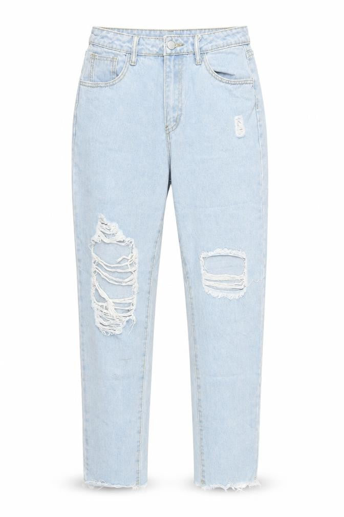 SheIn Womens Blue  Cotton Boyfriend Jeans Size M L27 in Regular Button