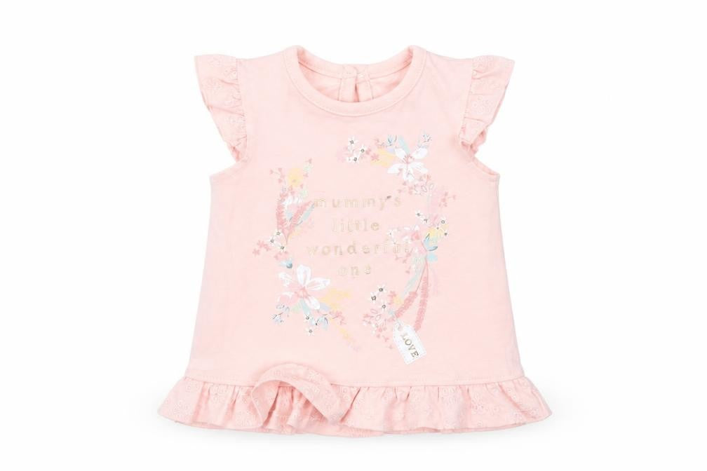 George Baby Pink  Cotton Basic Blouse Size Newborn Crew Neck Button - Little Wonderful One