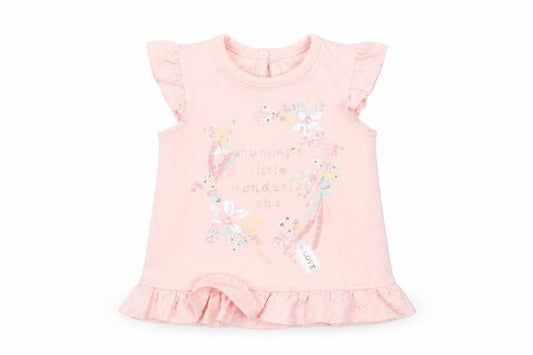 Front view of George Baby Pink Cotton Basic Blouse Size Newborn Crew Neck Button - Little Wonderful One