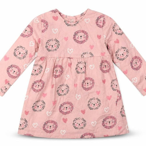 George Baby Pink Geometric Cotton A-Line  Size 12-18 Months  Crew Neck Snap - Cute Lion